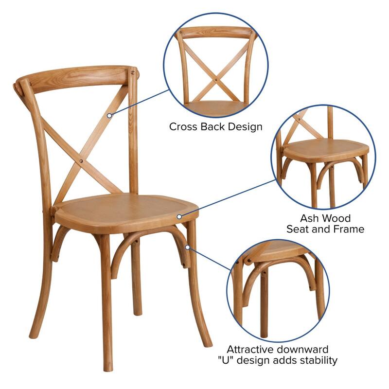 2 Pack Stackable Wood Cross Back Chair