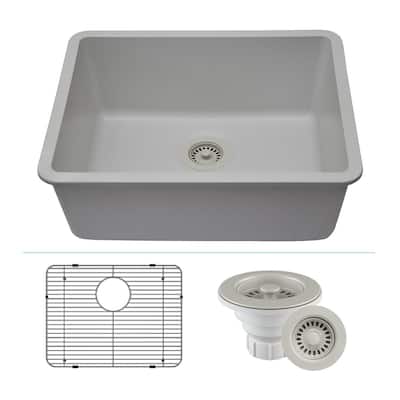 Lexicon Undermount Quartz 23 Inch Single Bowl Kitchen Sink Kit