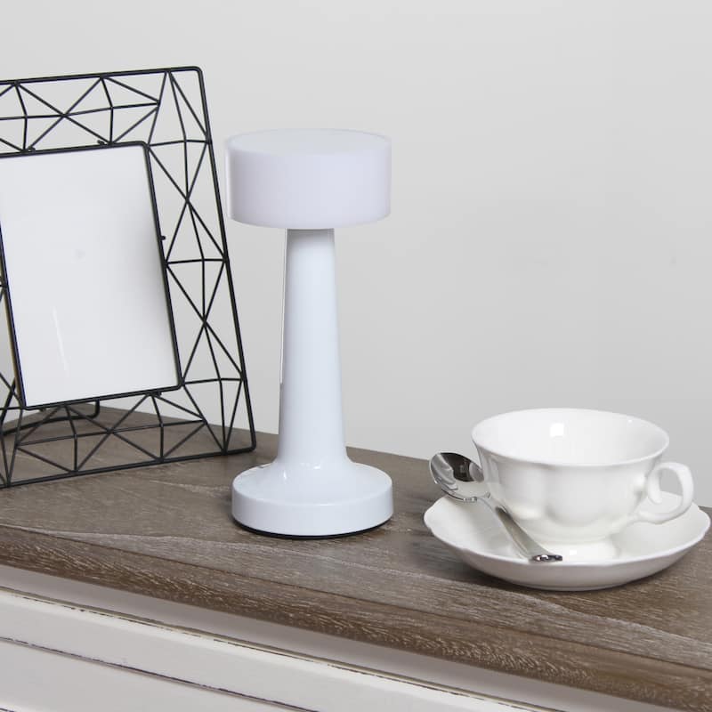 8.5" Touch Sensor LED Lamp Cordless Rechargeable Light with 4 Modes for Bedside Office Living Room - 3.63”L x 3.63”W x 8.50”H - White