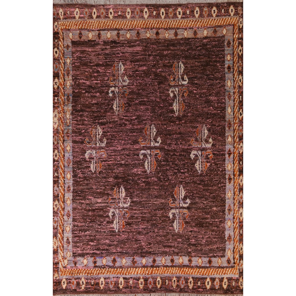 Hand Knotted Oriental 100% Wool Carpet Modern Geometric Pink Moroccan Area Rug - 8' 1'' X 5' 8''