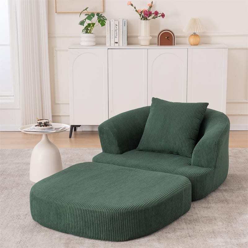 Single Club Arm Chairs Corduroy Recliner Foldable Chaise Lounges Floor Accent Chairs with Pillow for Living Room Lounge Chairs