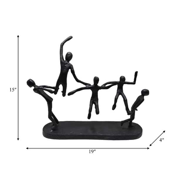 Sagebrook Home Modern Metal 15"H Black Contortionists Sculpture People Figurine - 19" x 4" x 15"