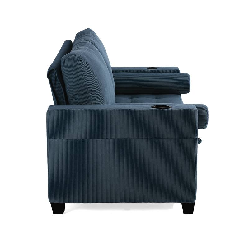 Corduroy Pull-Out Chair Bed Adjustable Recline Convertible Sleeper Sofa
