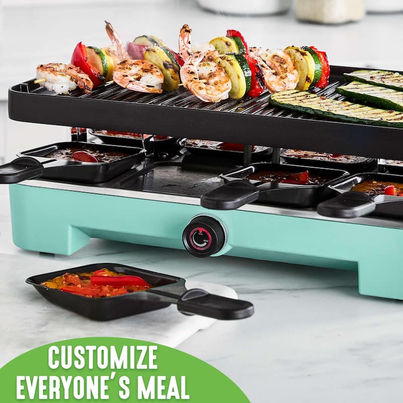 GreenLife Raclette Indoor Tabletop Grill, 2-in-1 Grill and Griddle