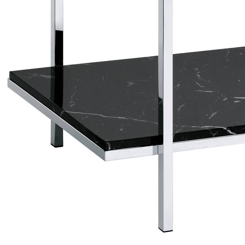 Angwin Mirrored Faux Marble & Chrome Console Table