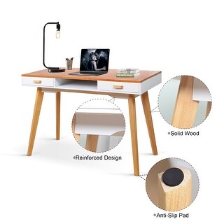 Double Drawn Solid Wood Computer Desk - Bed Bath & Beyond - 42084821