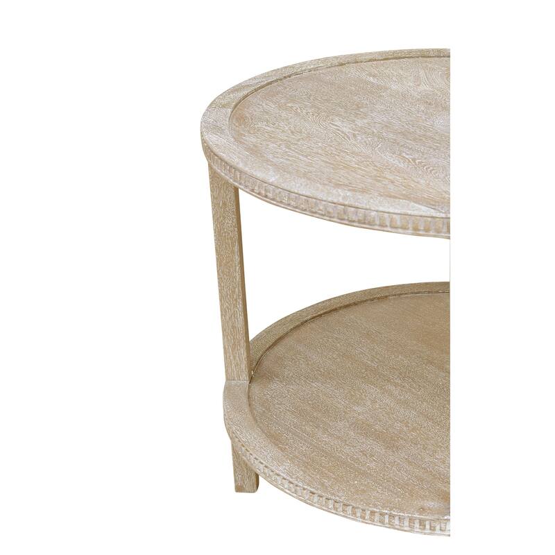 Rohan 28-inch Round Mango Hardwood Side Table with Shelf