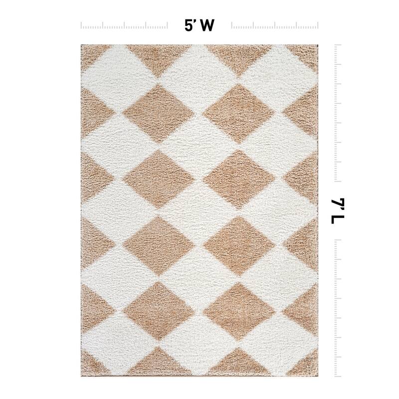 Diamond Wave Shag Rug - Cozy Feel for Living Room, Bedroom, or Entryway - Anthracite Dark Gray - Medium Pile