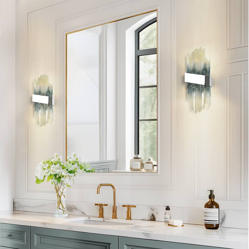 Modern LED Chrome Resin Wall Sconce Dimmable Vanity Light - W 8.6" x L 22.2" x H 3.9"