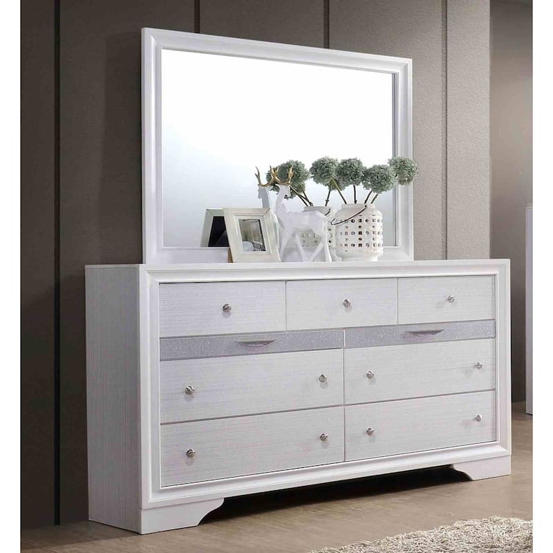 White Finish Modern Bedroom Furniture Set with Footboard Drawers