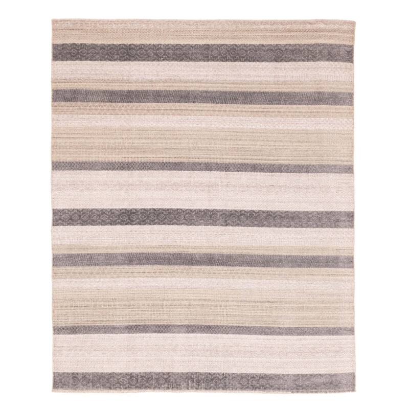ECARPETGALLERY Hand Loomed Elysian Grey Viscose, Wool Rug - 8'2 x 9'11