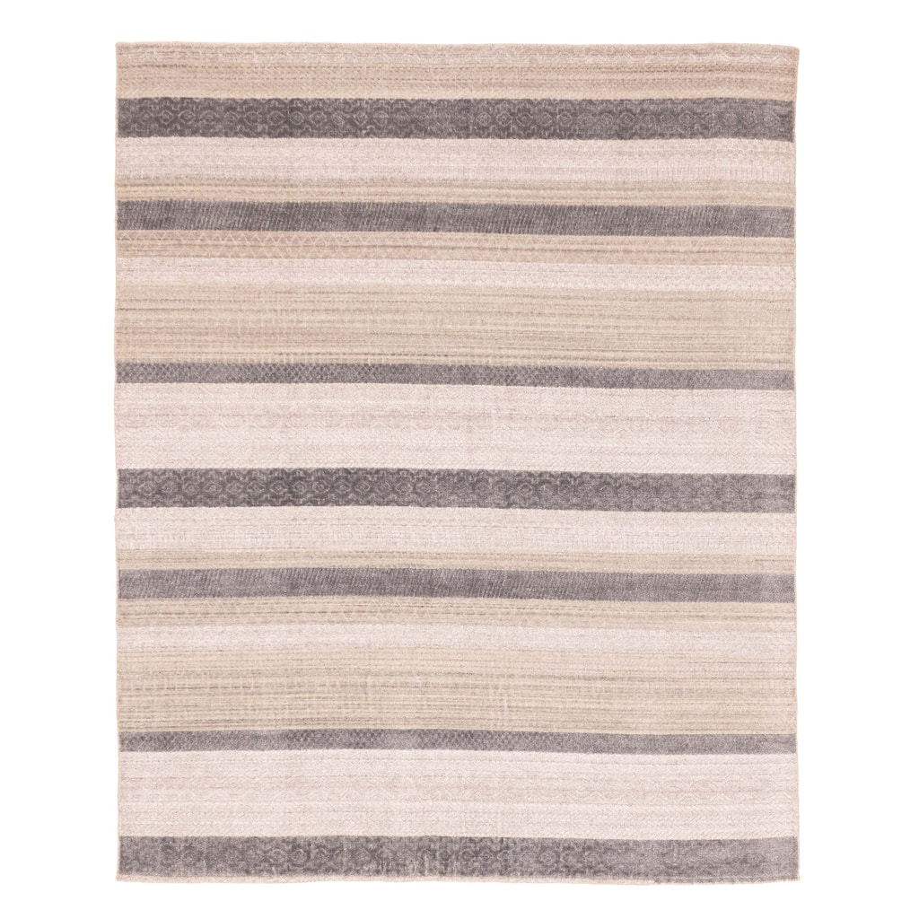 ECARPETGALLERY Hand Loomed Elysian Grey Viscose, Wool Rug - 8'2 x 9'11