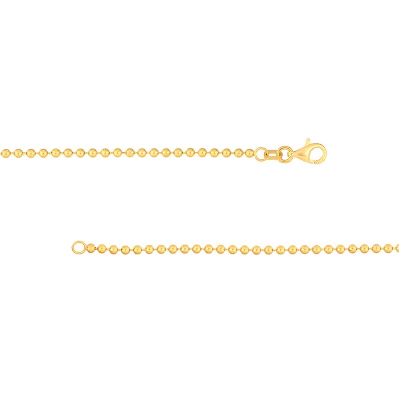 Curata 14k Yellow Gold 7.5" Dangling Disc 2mm Beaded Chain Bracelet