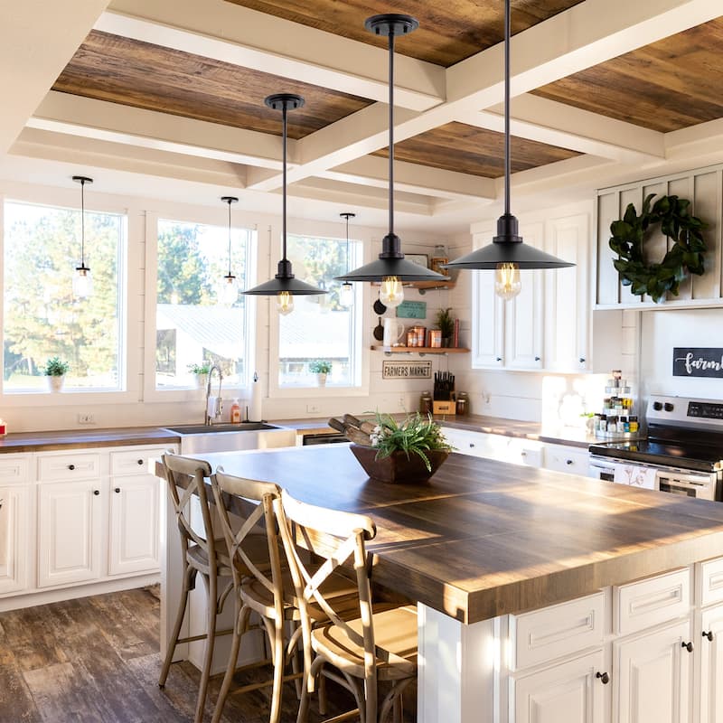 Victoria 10.5" 1-Light Bohemian Farmhouse Iron LED Pendant, Oil Rubbed Bronze by JONATHAN Y
