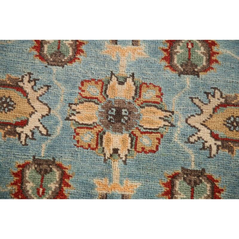 Light Blue Kazak Oriental Accent Rug Handmade Wool Carpet - 3'3"x 4'9"