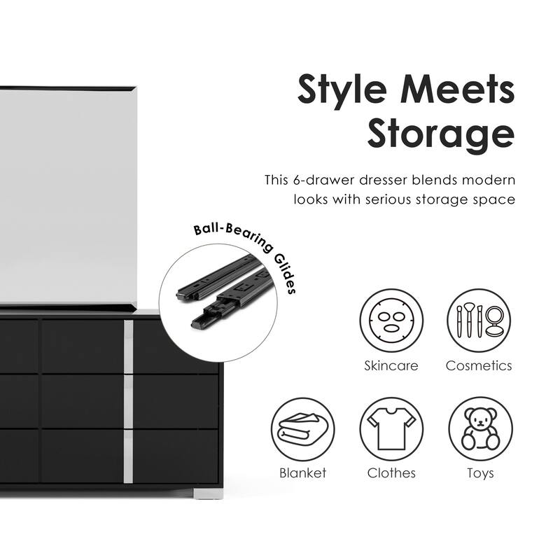 Furniture of America Erina Modern Glossy 4-Piece Panel Bedroom Set