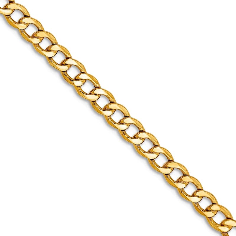 Curata 14k Yellow Gold 2.85mm Curb Chain Necklace for Men