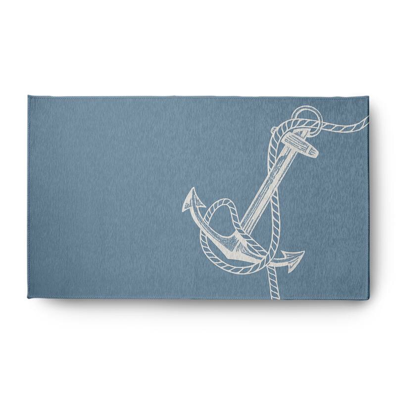 Anchored Nautical Chenille Rug - Dusty Smoke - 3' x 5'