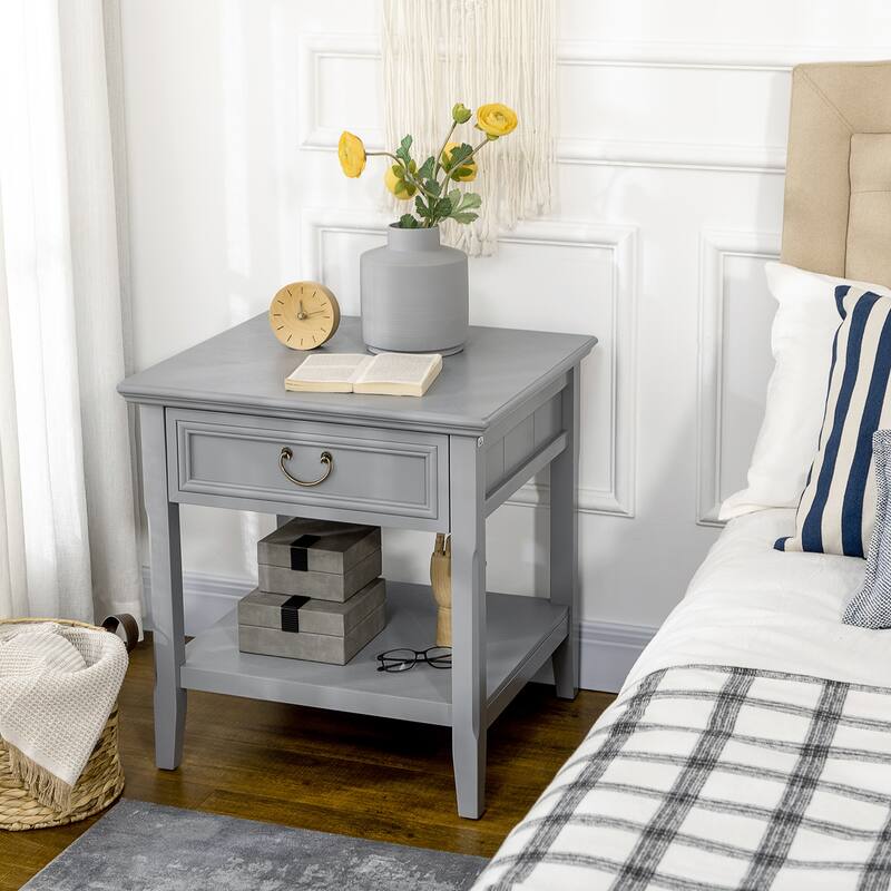 Side Table with Drawer and Open Shelf