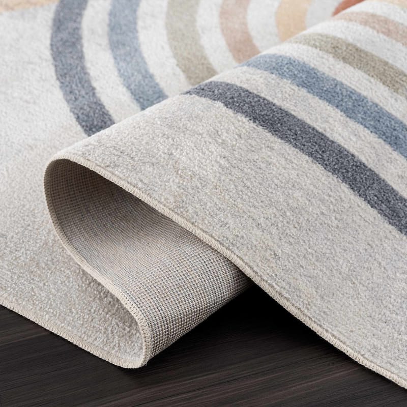 Hauteloom Giza Living Room, Bedroom Machine Washable Area Rug - Traditional - Dark Blue, Light Blue, Olive - 2' x 3'