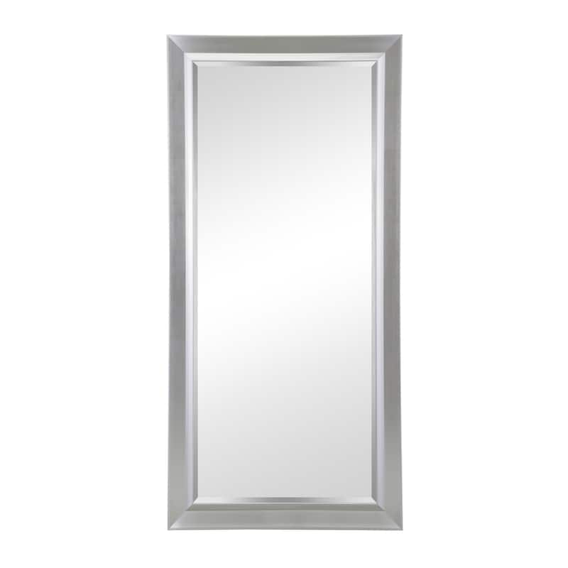 Framed Bevel Leaner Full Length Rectanglar Floor Mirror - Silver
