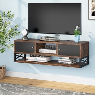 Floating TV Stand with Cable Management & 2 Door Storage Cabinet, 40 ...