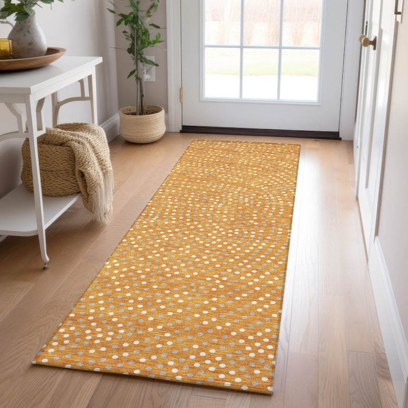 Machine Washable Indoor/ Outdoor Modern Dotty Chantille Rug