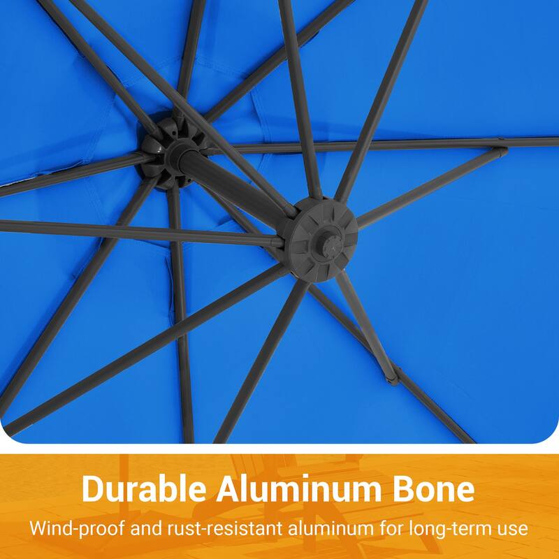 10 ft Steel Crank-lift Cantilever Umbrella With Weighted Base