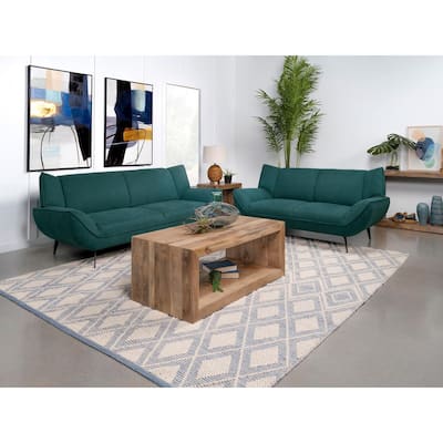 Logan Teal Blue 2-piece Sofa Set with Metal Leg