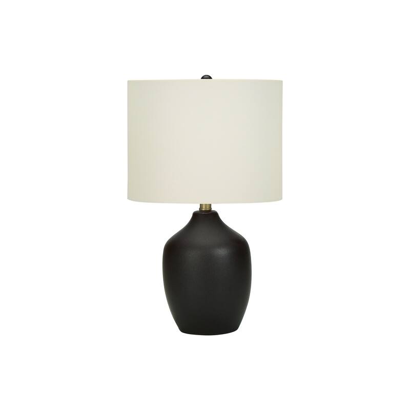 Lighting, 22"h, Table Lamp, Black Ceramic, Ivory / Cream Shade, Transitional