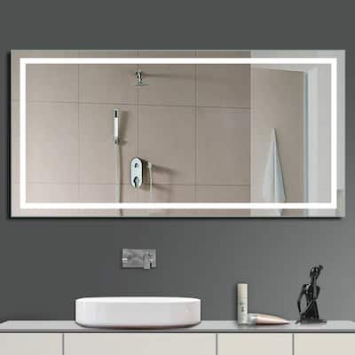 Miseno 56" W x 36" H Rectangular Frameless Wall Mounted Mirror with