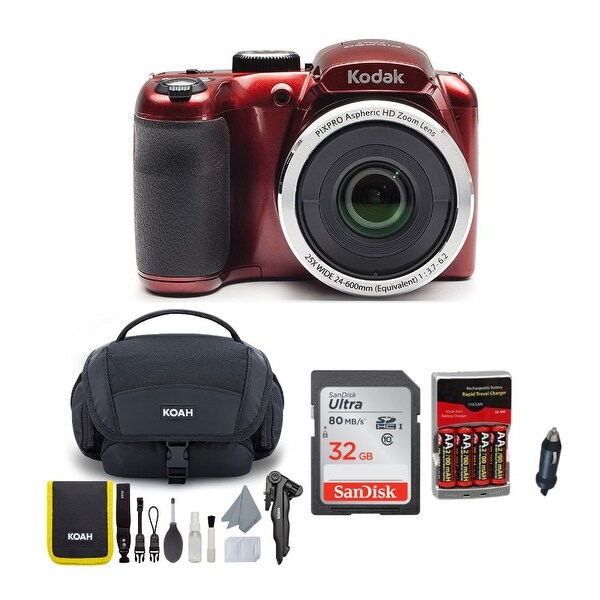 KODAK PIXPRO AZ252 Astro Zoom Digital Camera (Red) Bundle