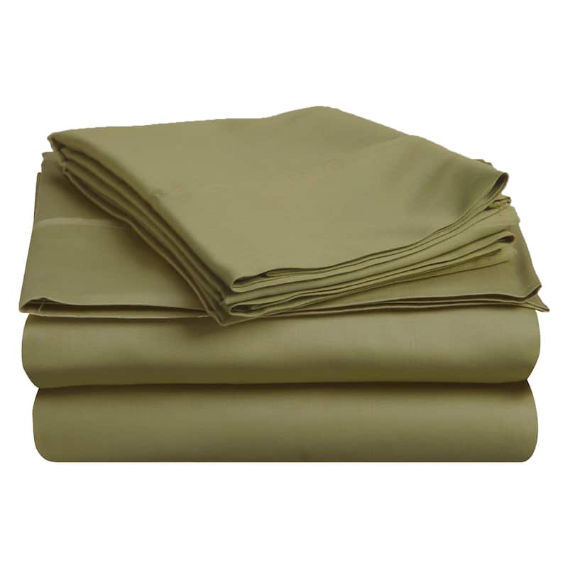 Superior Egyptian Cotton Solid Sateen Bed Sheet Set - California King - Sage