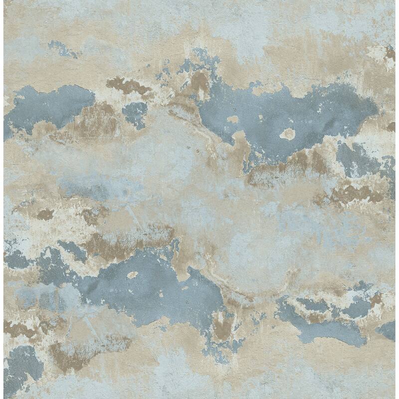 Seabrook Designs Sicily Marble Faux Unpasted Wallpaper - 20.5 in. W x 33 ft. L - Metallic Ice Blue