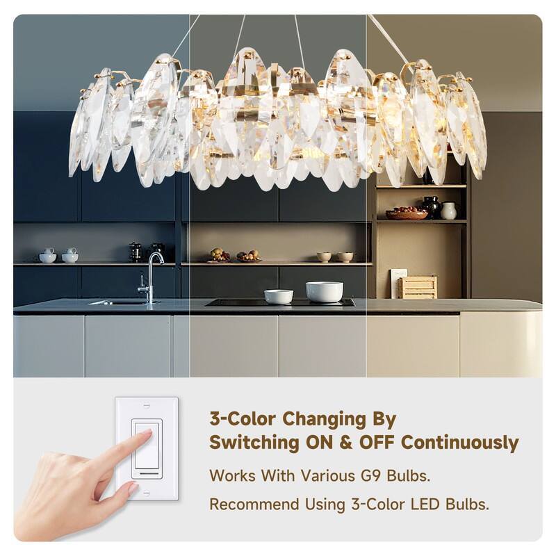 23.6 in. Crystal Raindrop Chandelier, 12-Light Luxury K9 Crystal Pendant light for Dining Room, Kitchen island