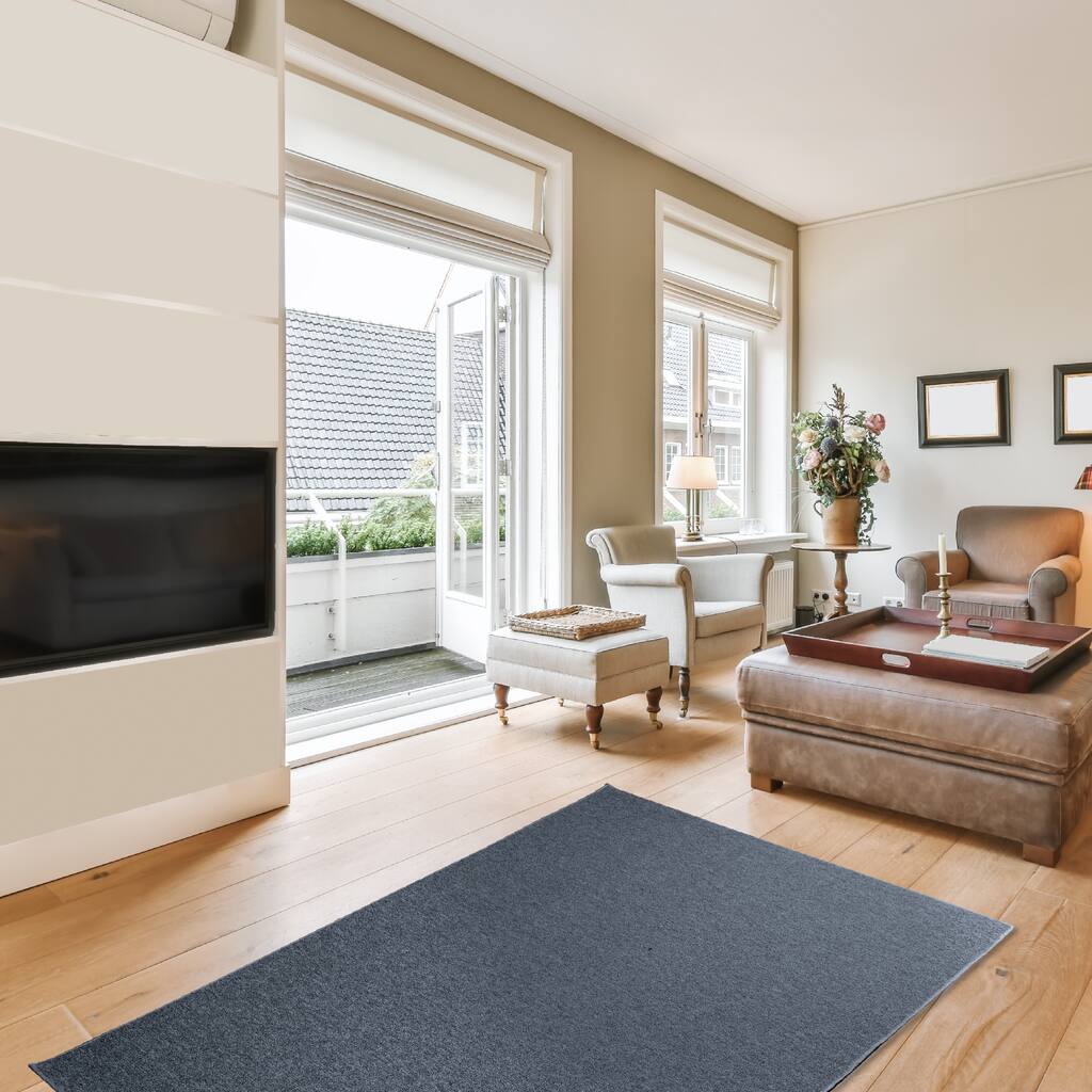 Modern Indoor/Outdoor Commercial Solid Petrol Blue Color, Area Rugs ...