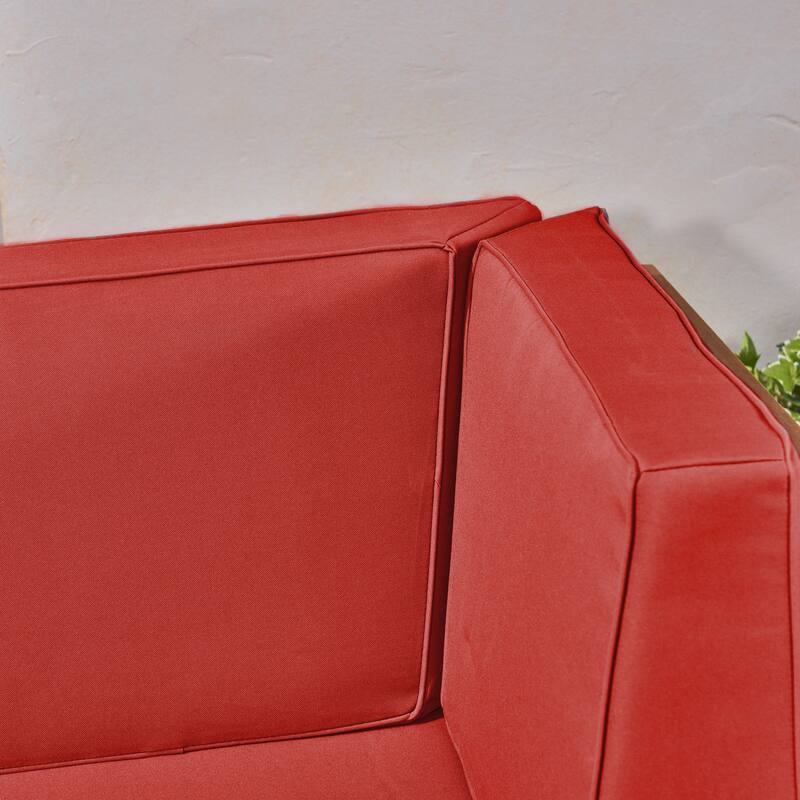 Oana Outdoor 12-Piece U-Shaped Acacia Wood Sectional Sofa Set with Fire Pit by Christopher Knight Home