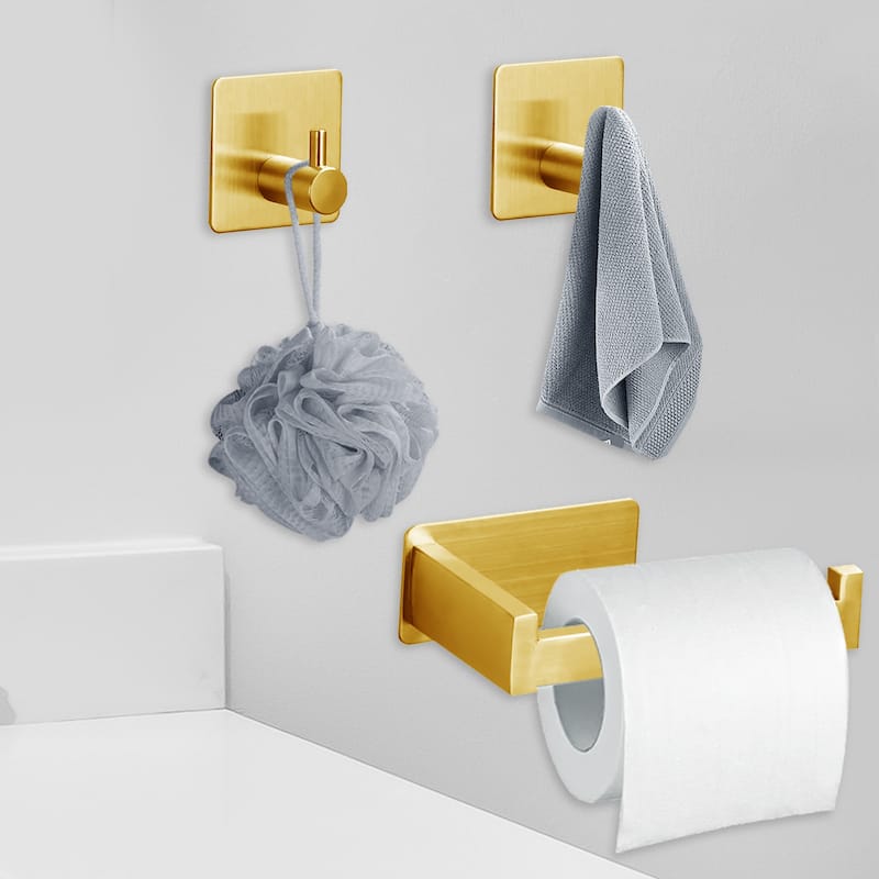 Yulika 3 Piece Bathroom Hardware Set Stainless Steel Bathroom Towel Holder Set