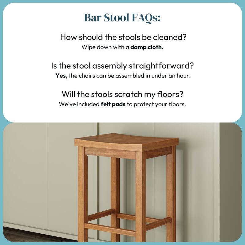 Now Furniture Solid Wood Backless Saddle Seat Bar Height Stool