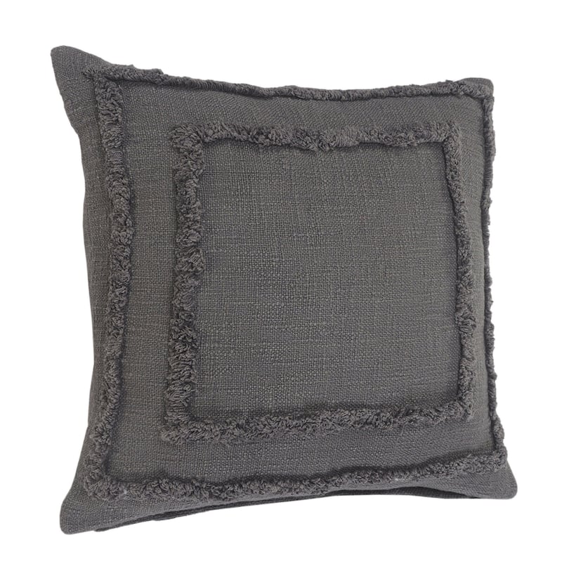 HomeRoots 20" X 20" Dark Gray 100% Cotton Geometric Zippered Pillow