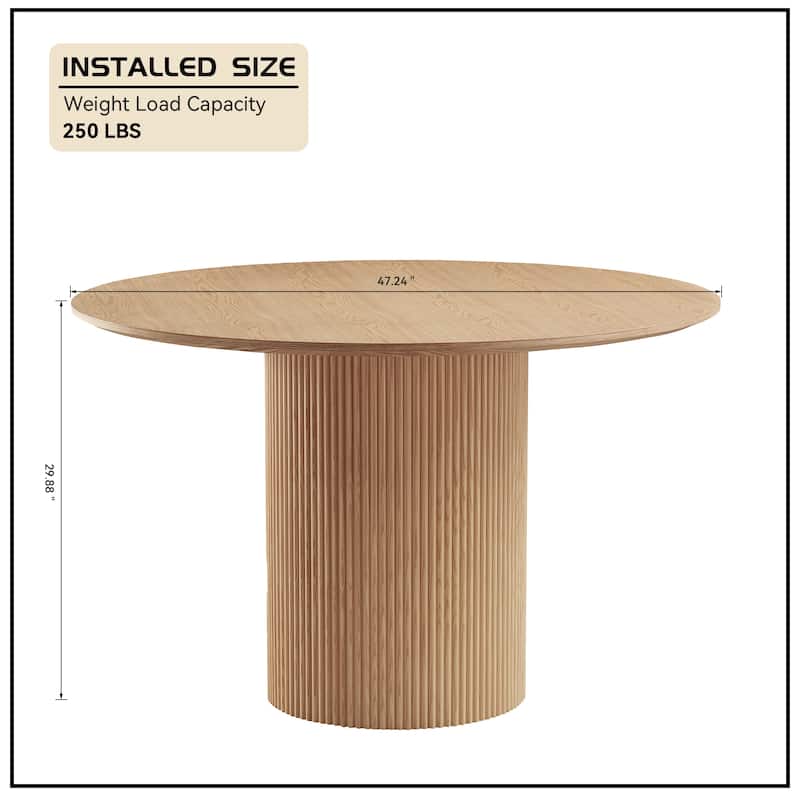 47,24 inch MDF Dining Table for Dining Room Round Dinner Tables Mid-Century Modern Table OAK