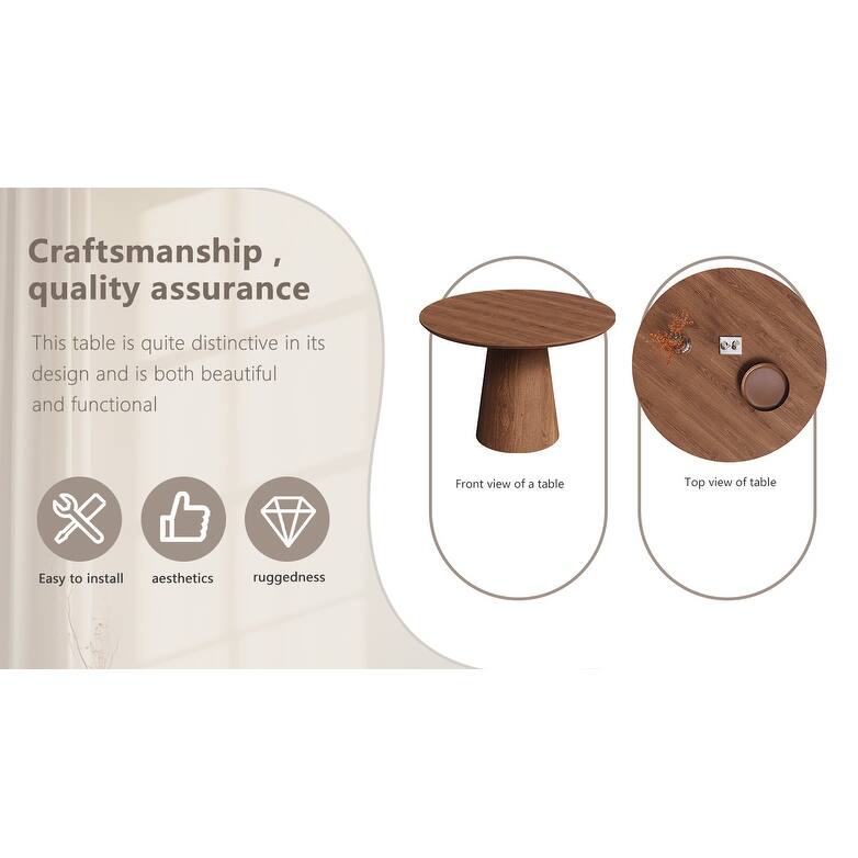 Modern Round Dining Table 43 Inch MDF Wood Grain Minimalist Design