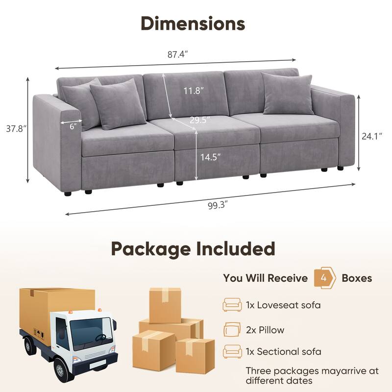 Pocassy Cloud Sofa Modular Sectional Couch with Seat Storage