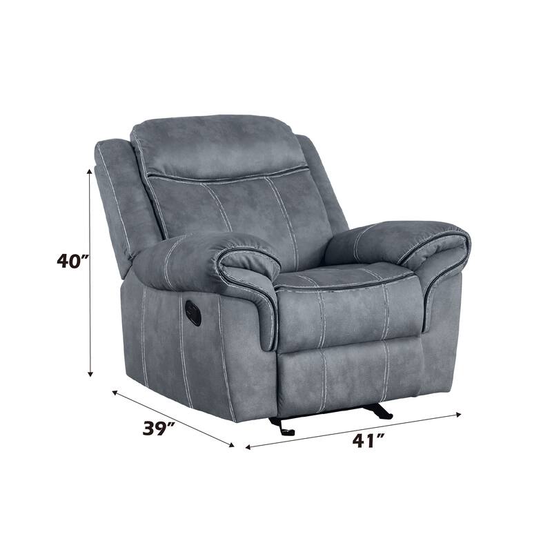 Two Tone Gray Velvet Glider Recliner - Grey