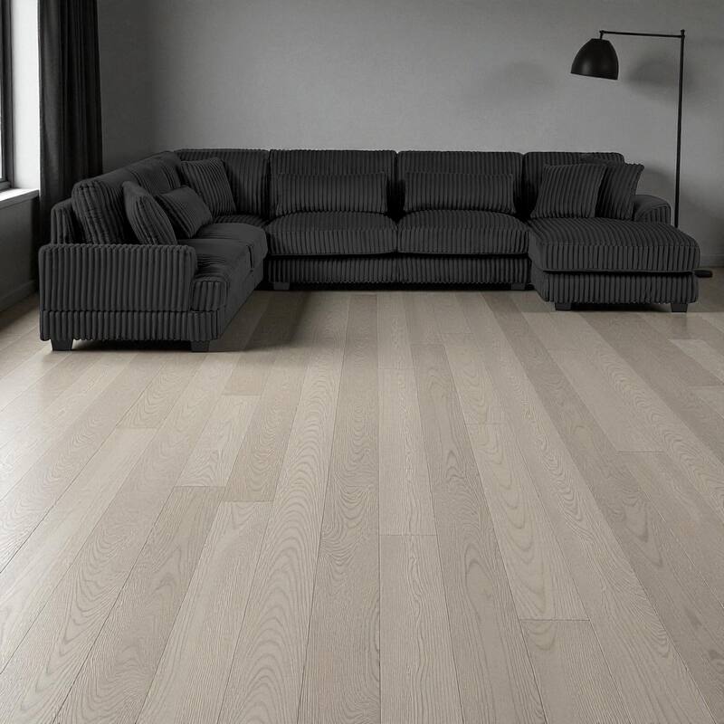 129" Oversized U-Shaped Sectional Sofa with Chaise Lounge, Soft Corduroy Upholstery and Pillows for Living Room