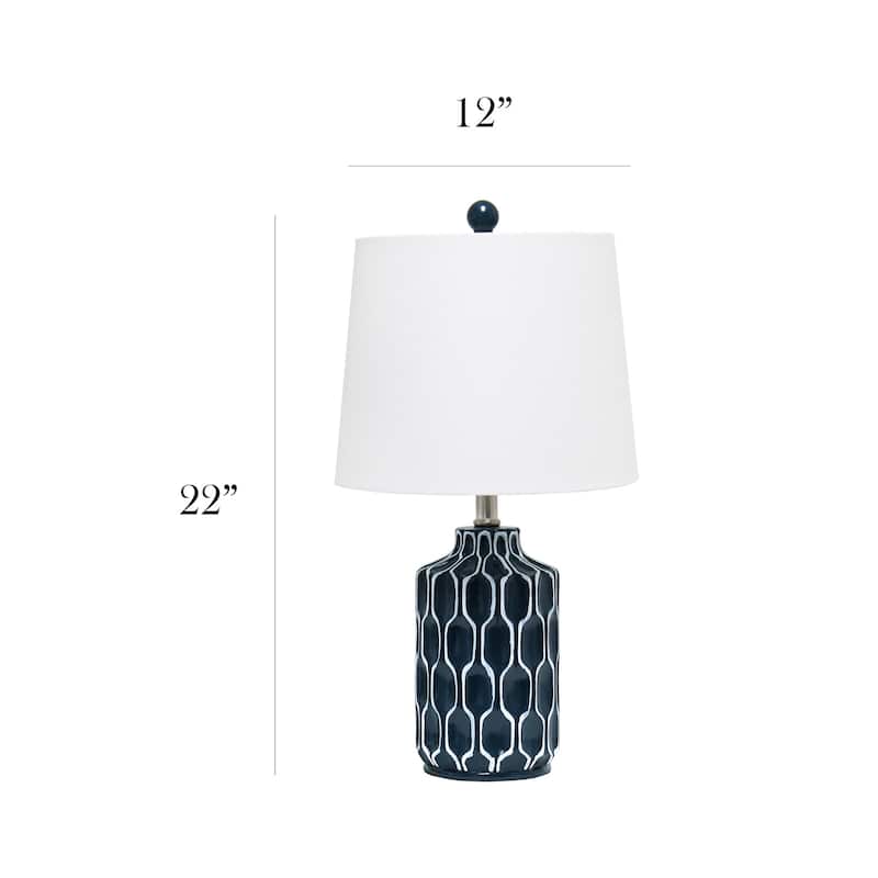 22 in. Blue Finish Table Lamp with White Shade, Sturdy Table Lamp for Living Rooms and Bedrooms