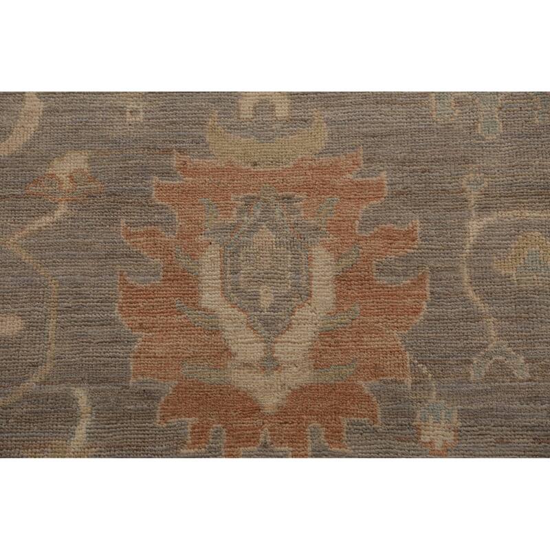 Hand Knotted Oriental 100% Wool Carpet Transitional All-Over Greys & Charcoal Oushak Area Rug - 11' 11'' X 9' 0''