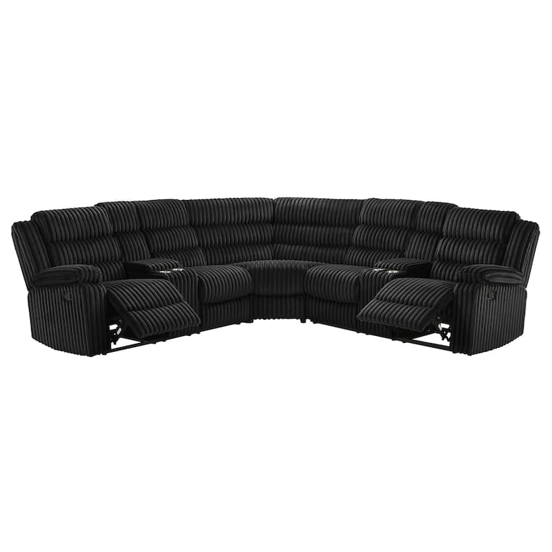 Atkinson Upholstered Reclining Sectional Sofa - 117" x 117" x 40.5" - Black