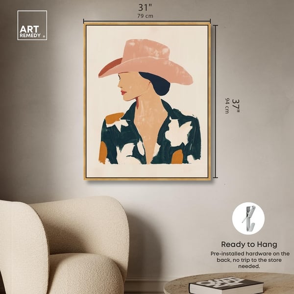 dimension image slide 16 of 20, Woman in the Pink Hat Canvas by Art Remedy