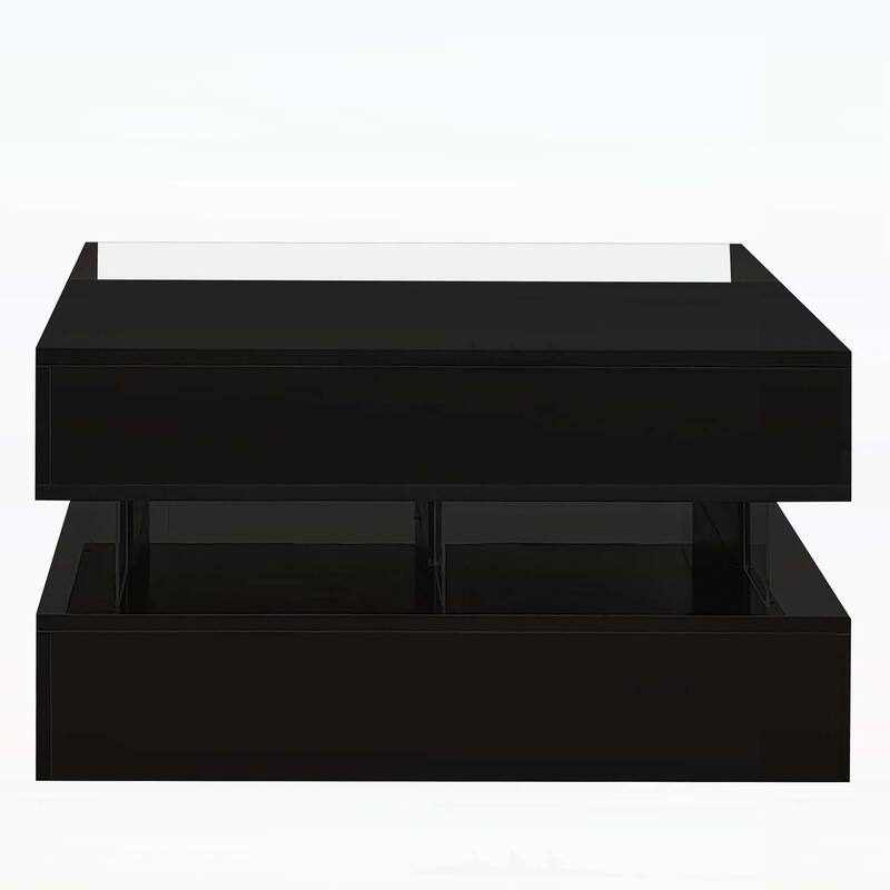 Modern Design Lift-Top Coffee Table with 2 Drawers,LED Lights for Living Room